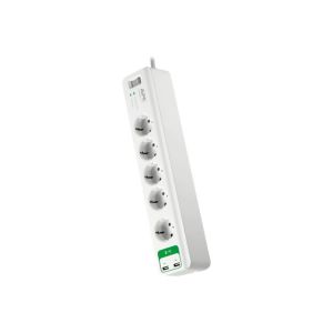 APC Steckdosenleiste, 5xDosen(CEE7)->1xStecker(CEE7), Schalter, Überspannung, USB-Ports mit Ladefunktion