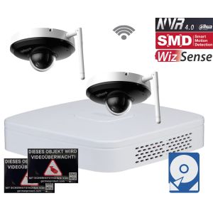 Dahua D18 WLAN Videoüberwachungsset 2x PTZ Dome Kamera 4MP + NVR 4 Kanal + 2 TB Festplatte 