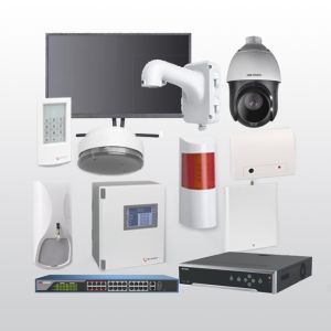 Telenot Funkalarmanlage Komplettset professional mit Außenbereich Videoüberwachung Set 9 inkl. HIKVision Set mit 6 Kameras, 1 Switch, 1 NVR und 1 Monitor