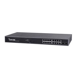 VIVOTEK AW-GEV-184B-250, 16-Port GbE RJ45(PoE) + 2-Port GbE SFP Switch